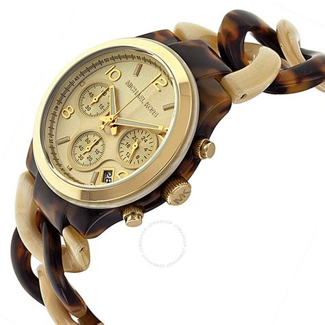 michael kors gold tone tortoise watch